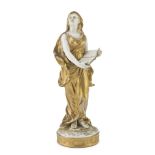 Small Porcelain figure, Probably GINORI, LATE 19TH CENTURY white and gold enameled, representing