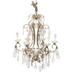 CHANDELIER MARIA TERESA, 19TH CENTURY in metal, with elements covered by rows of beads in glass. Six