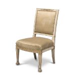 CHAIR IN LACQUERED WOOD, NAPLES FINE 18TH CENTURY white and gold ground, with floral decorums. Front