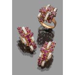 PARURE DI PAIR OF EARRINGS IT IS RING in gold 18 kts. with diamonds and rubies. Rubies ct. 3.00,