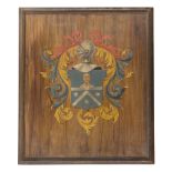 UNKNOWN PAINTER LATE 19TH CENTURY COAT OF ARMS Oil on canvas to trompe l' oeil, cm. 90 x 77 Framed