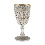 DRINKING GLASS, PROBABLY VIENNA, EARLY 20TH CENTURY painted with floral motifs in white and