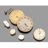 SIX COMPONENTS OF WRIST WATCHES, 1940-50 brands Philippe Watch, Rochail, Axes, Christima, Baume et