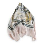 FOULARD HERMES in silk decorated with equestrian hangings. FOULARD HERMES in seta con decoro a