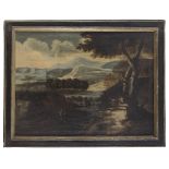ROMAN PAINTER, SECOND HALF OF THE 17TH CENTURY RIVERSCAPE WITH FISHERMEN Oil on canvas, cm. 98 x