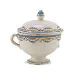 MAIOLICA CUP, VENETO EARLY 19TH CENTURY in white, blue and ochre enamel. Measures cm. 17 x 15 x