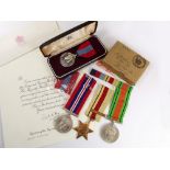 WWII MEDALS & IMPERIAL SERVICE MEDAL.