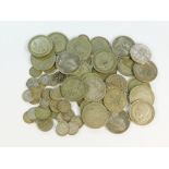 COINAGE. A quantity of pre-1947 silver coinage, including Victorian crowns etc.