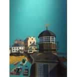 Chris Thompson (1943-)Smeaton's Pier, St Ives, acrylic on canvas, signed and dated 2018,35" x 27.