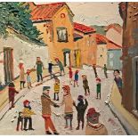 Fred Yates (1922-2008)Corner of a French Street, oil on canvas, signed,14.5" x 14.5".