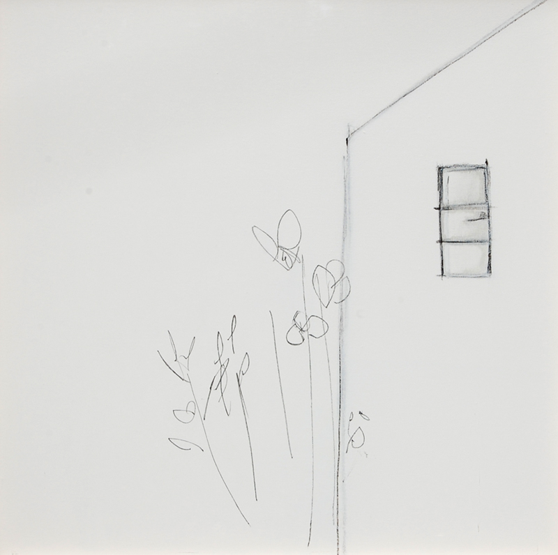 Jessica Cooper (1967-)Small Office Window with Flowers in the Shade, 2002, acrylic and pencil on