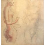 Leon Underwood (1890-1975)Figure Studies, pencil on paper with conte crayon,14" x 13.5".