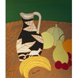 Bryan Pearce (1929-2006)Still Life, Brown Jug and Fruit, 1970, oil on canvas, signed,24" x 18".