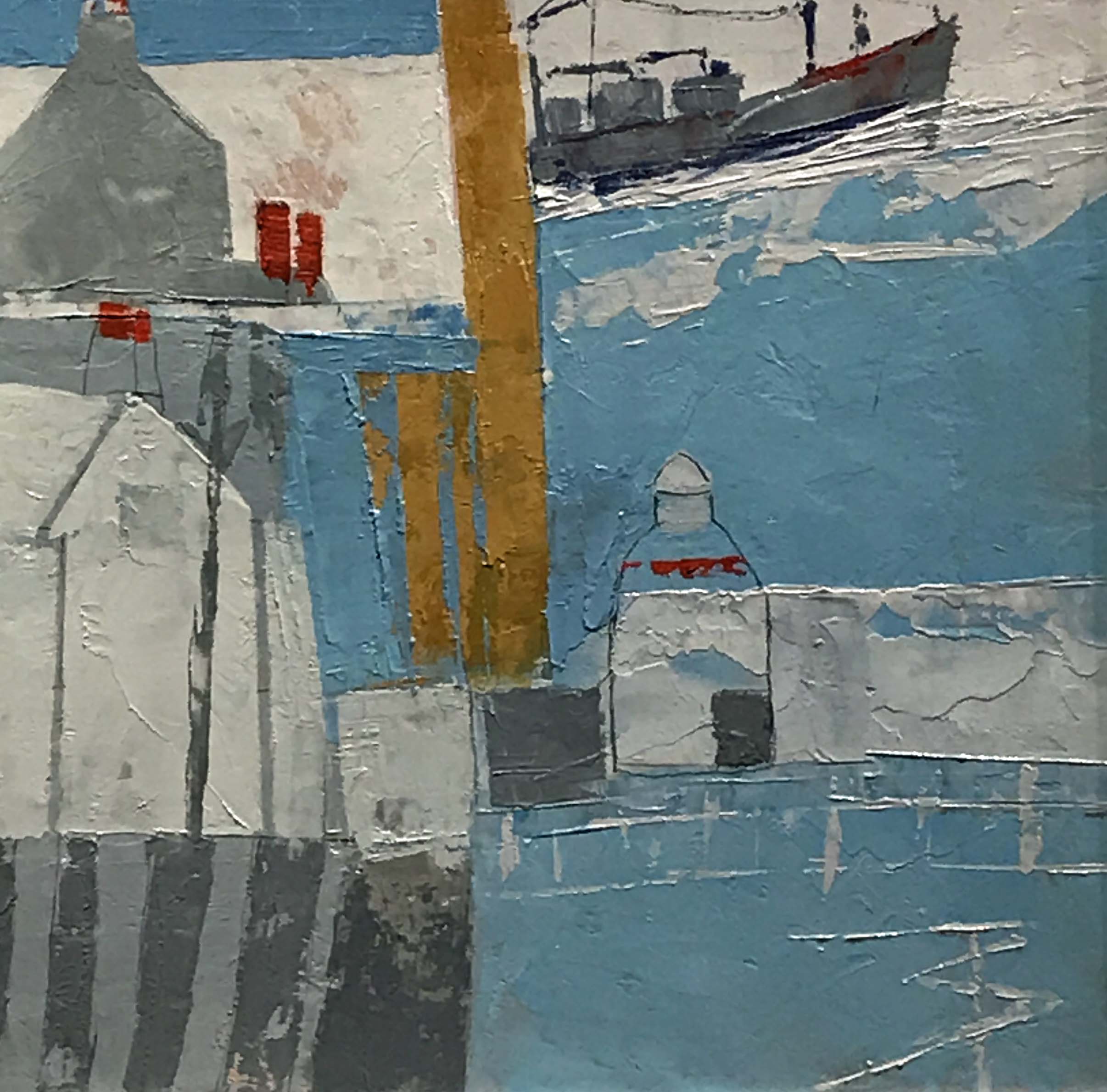 Sheila Tolley (1939-)All at Sea, St Ives, oil on board, signed,7.5" x 7".