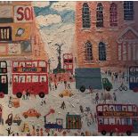 Simeon Stafford (1956-)Piccadilly, oil on canvas, signed, and signed, titled and cartooned to