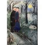 Dora Holzhandler (1928-2015)A Winter Walk in the Park, oil on canvas, signed and dated 1977,22" x