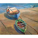 Marjorie Mort (1906-1989) Boats on the Hard, oil on canvas, signed, 10" x 12".