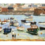 Eric Ward (1945-) June, St Ives Harbour, oil on board, signed, 10" x 12".