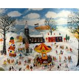 Simeon Stafford (1956-) A Winter Scene, oil on canvas, signed, and signed and cartooned to verso,