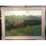 Charles Simpson (1873-1928) A Lady Comes to Grief Hunting with the Cottermore, oil, signed, 20" x