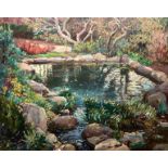 Samuel John Lamorna Birch (1869-1955) Garden Pool, Lamorna Valley, oil on canvas, signed, 19.5" x