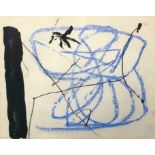 Roger Hilton (1911-1975) Drawing, Blue and Black, mixed media on paper, 8" x 10".