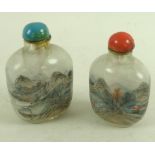 Two similar Chinese inside painted glass snuff bottles, Qing Dynasty 19th century,