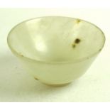 An 18th or early 19th century Chinese carved mutton fat jade cup, in later Japanese wooden box,