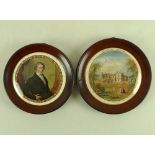 A pair of 19th century pot lids, one depicting a portrait of Sir Robert Peel,