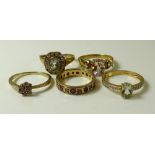 A 9ct gold full eternity ring set with rubies and diamonds, band hallmarked, size K1/2, 3.