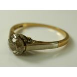 A 14ct gold and diamond solitaire ring, the central old cut diamond approx 0.45ct, 5.