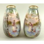 A pair of Royal Doulton vases painted by Harry Allen, of lobed form,