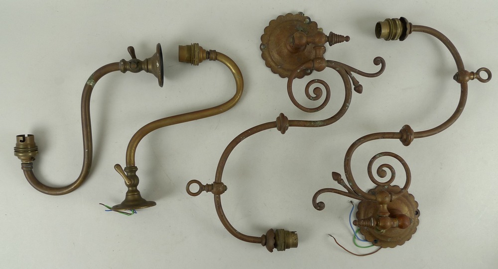 A pair of Suffolk Railway waiting room brass gas sconces, now electrified, - Image 9 of 9