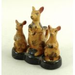 An unusual 1930s Japanese ceramic cruet set, in the form of three kangaroos,