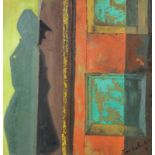 Jens Vestbirk (Danish, 20th century): Shadow Man, oil on board, signed lower right, dated '69,