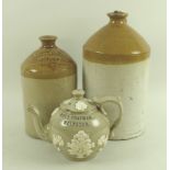 An early Victorian stoneware named teapot, local interest,