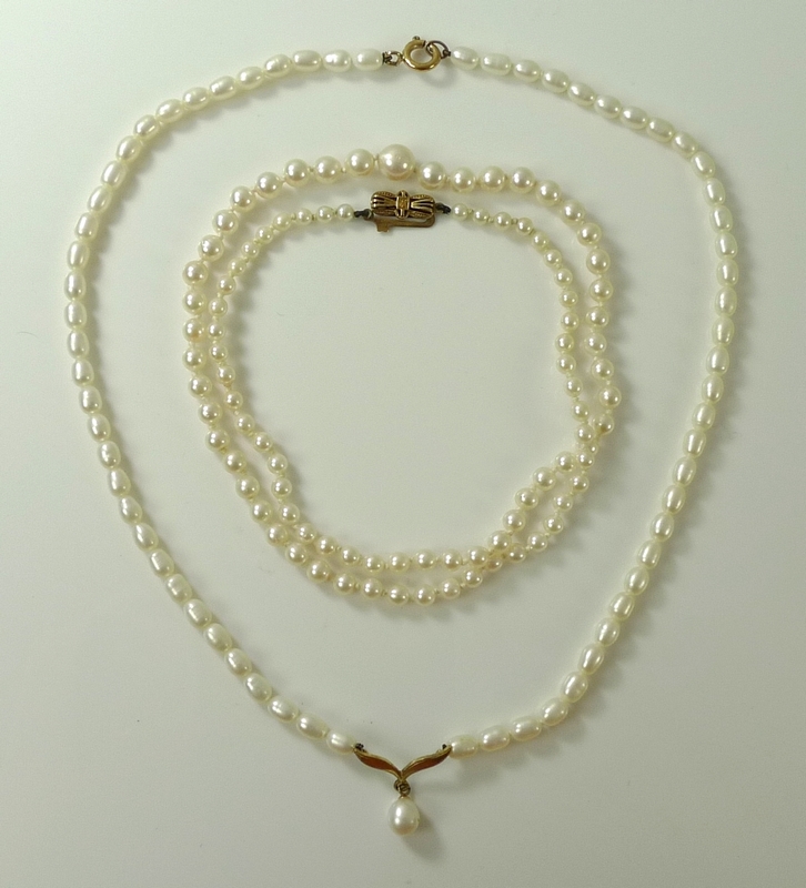 A single string of Mikimoto cultured pearls with a 9ct gold clasp, 51cm long, 13.