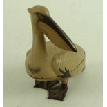 A Japanese lacquer kogo (incense box) in the form of a pelican, Meiji period, 19th century,