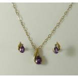 A 9ct and amethyst necklace,