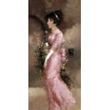 Luigi Romm? (Italian, 20th century): 'Figura Liberty', a study of a lady in a pink dress,