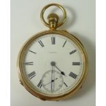 A Victorian 18ct gold pocket watch, open faced, keyless wind,