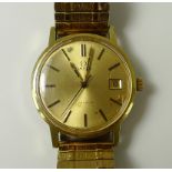 An Omega Geneve gentleman's wristwatch, circa 1974, gold plated with steel caseback,