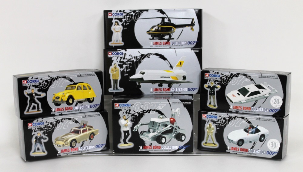 A group of seven replica models, James Bond Collection 007, all boxed, by Corgi Classics,
