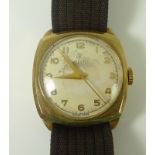 A Tudor 9ct gold cased gentleman's wristwatch, white dial, gold Arabic numerals,