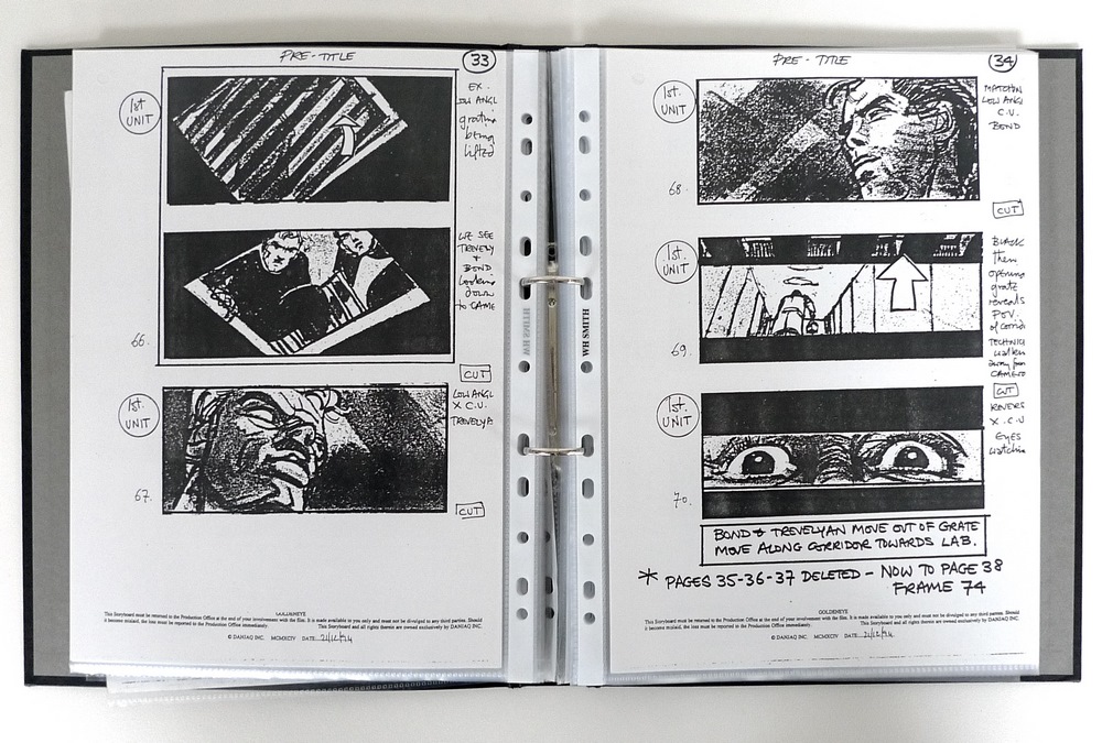 A copy of the storyboard for 'Goldeneye', 'Pre-Title Seq. - Image 3 of 4