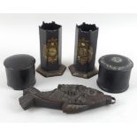 A selection of items to include a late 19th century set of opium scales,