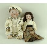 A Simon & Halbig, Kammer & Reinhardt bisque head doll, with sleeping flirty blue eyes,