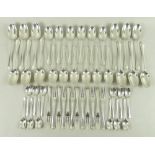 A part suite of Elizabeth II silver flatware, rat tail pattern, comprising twelve tablespoons,