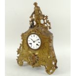 A French 19th century gilt brass figural mantle clock, eight day movement,