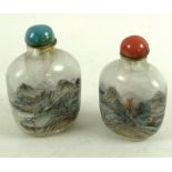 Two similar Chinese inside painted glass snuff bottles, Qing Dynasty 19th century,